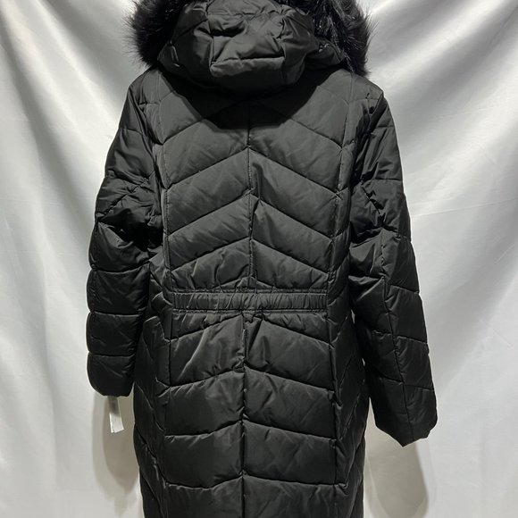 Gorgeous Tahari Mid Length Puffer Coat w/faux fur hood trim In Blk Plus Size XXL - Picture 10 of 15